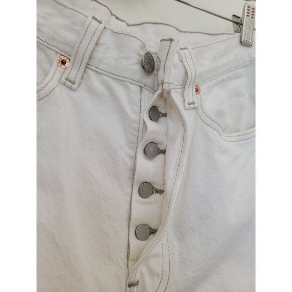 Vintage 90s Levi's 501 White Button-Fly Straight-Leg Denim Jeans Men's Sz 31 USA - Picture 3 of 7